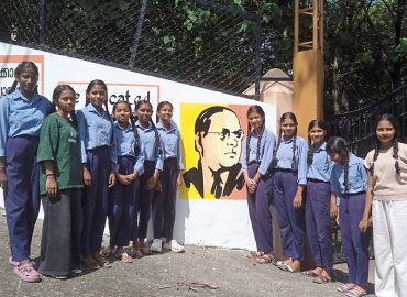Children from tribal communities interact with Shubhamshu Shukla
